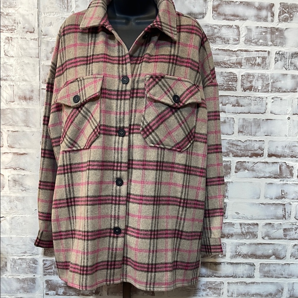 Timing Pink and Tan Plaid Skirt
